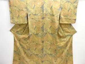 未使用品　仕立て上がり　檜扇に花古典柄小紋着物